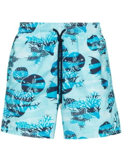 Vilebrequin Moorea Turtle Print Swim Shorts In Blue