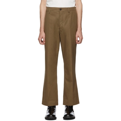 Lemaire Straight-leg Cotton Chino Trousers In 468 Dark Ea