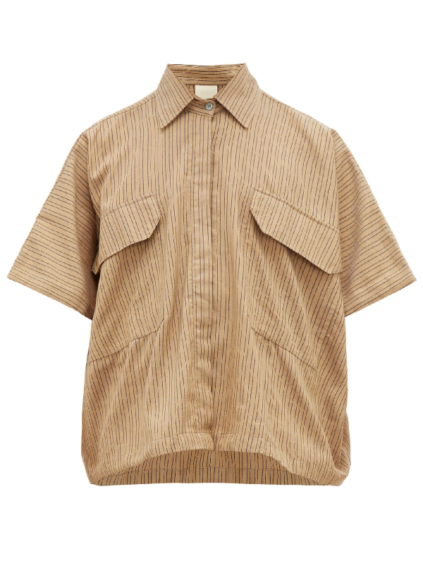 Marrakshi Life Striped Cotton-blend Oversized Shirt In Camel | ModeSens
