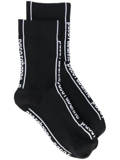Paco Rabanne Logo-intarsia Cotton-blend Socks In Black