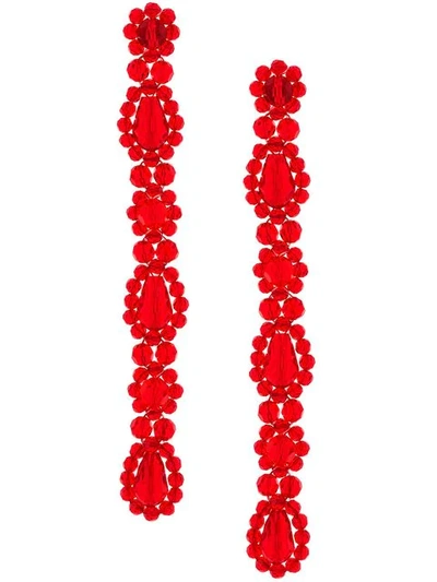 Simone Rocha Beaded Drop Earrings In Red