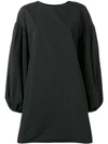 Valentino Balloon-sleeve Cotton-blend Faille Mini Dress In Black