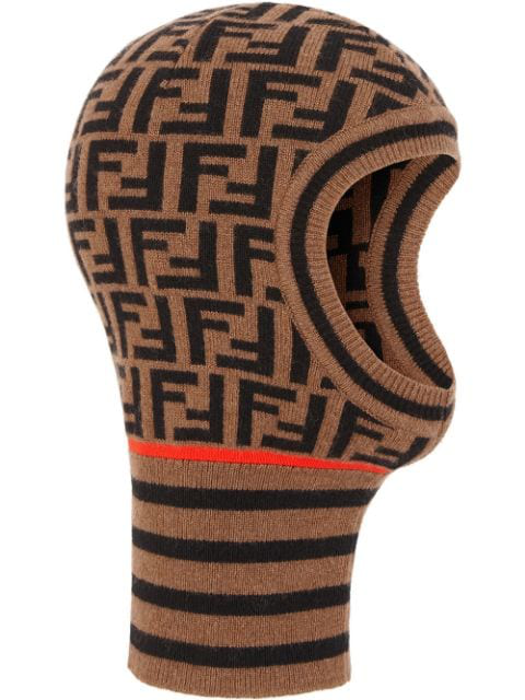 Fendi Ff Motif Balaclava-style Hat In F0tm4-light Brown/red | ModeSens