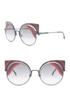 Fendi 53mm Cat Eye Sunglasses In Matt Dark Blue Red
