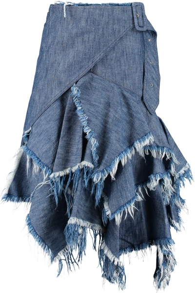 Marques' Almeida Frayed Ruffled Wrap Denim Skirt | ModeSens