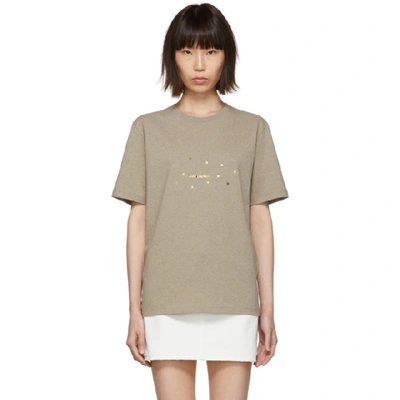Saint Laurent Taupe Printed Cotton-blend T-shirt In 1466 Taupe