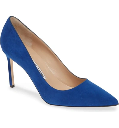 Manolo Blahnik Bb Pointy Toe Pump In Cobalt Suede