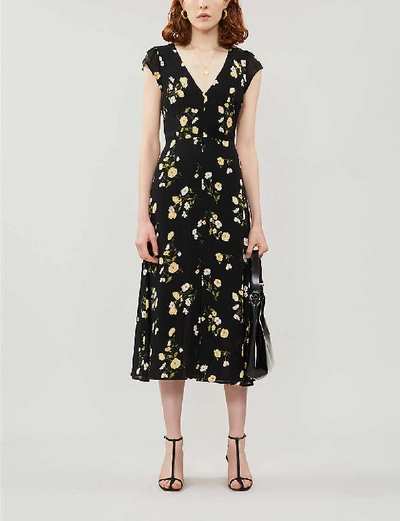Reformation Wellfleet Floral-print Crepe Midi Dress In Piazza