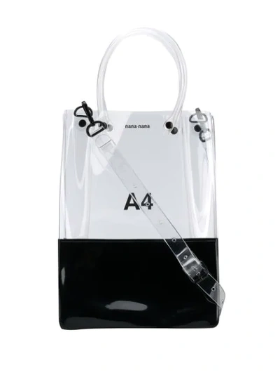 Nana-nana A4 Transparent Pvc Tote Bag In Black