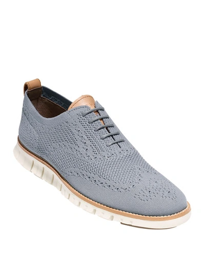 Cole Haan Men's Zerogrand Knit Wing-tip Oxford, Gray In Grey