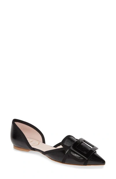 Roger Vivier Soft Gommettine No Pleat Dorsay Ballerinas In Black