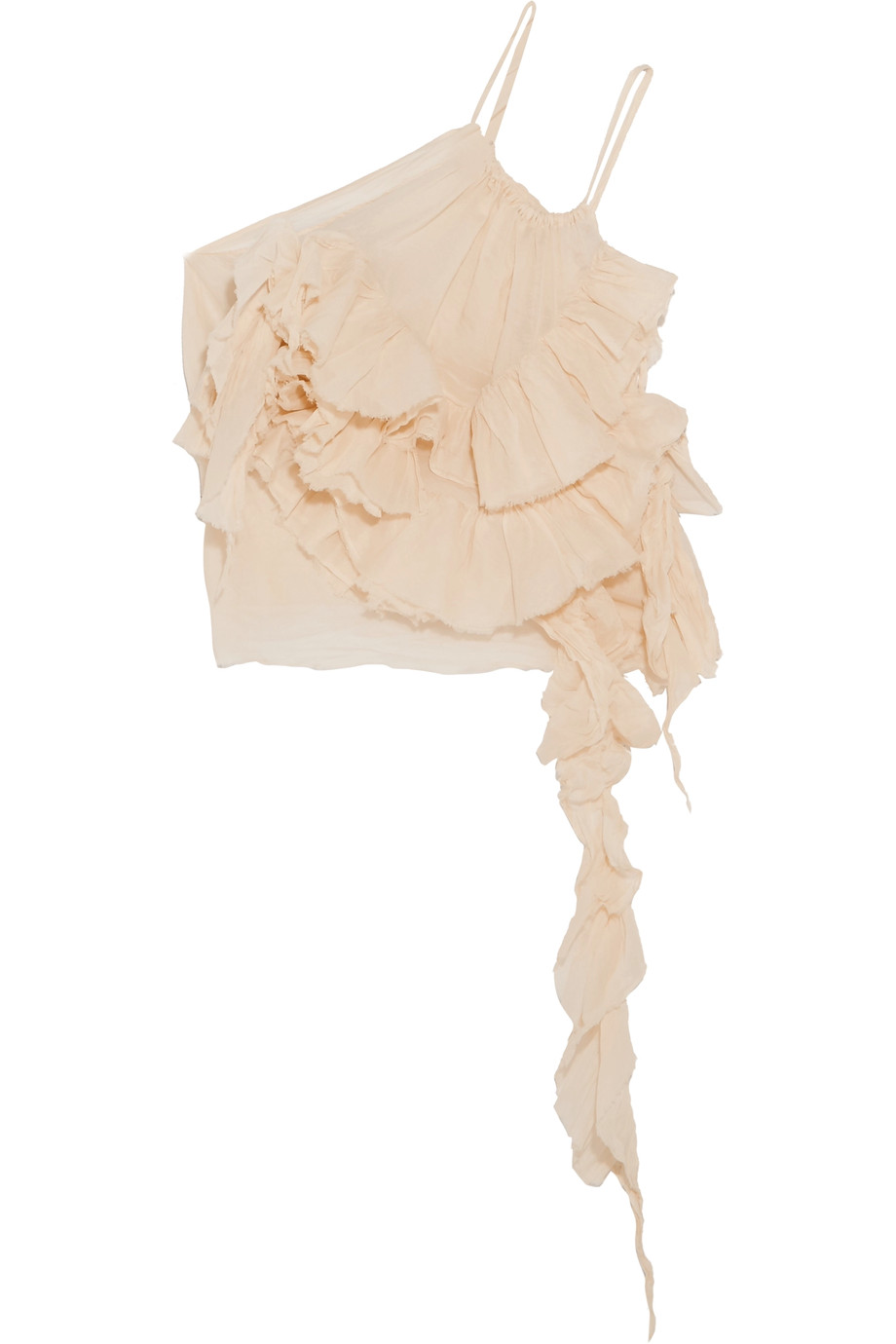 Marques' Almeida Tiered Ruffled One-shoulder Cotton Top | ModeSens