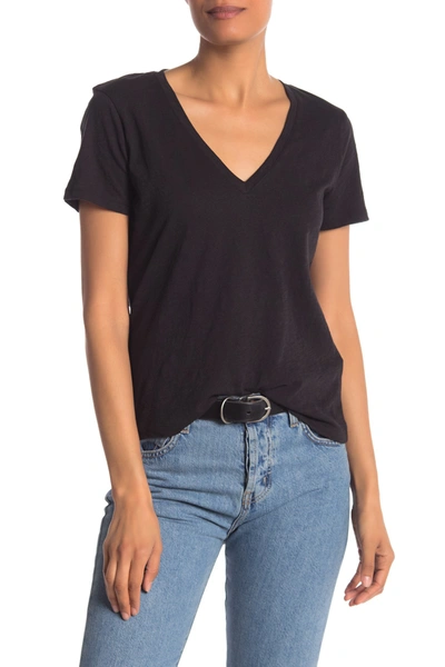 Madewell Whisper Cotton V-neck T-shirt In True Black