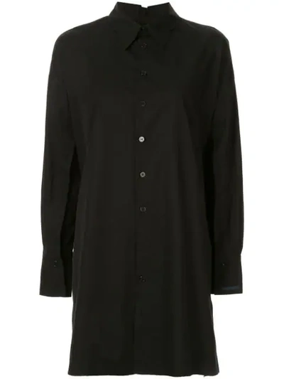Yohji Yamamoto Long Button-up Shirt In Black