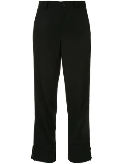 Yohji Yamamoto Button Cuffed Trousers In Black