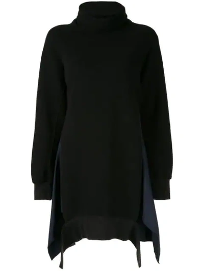 Yohji Yamamoto Multi-material Panelled Sweatshirt Dress - Black