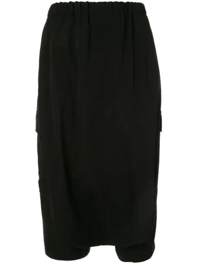 Yohji Yamamoto Drop Crotch Cropped Trousers In Black