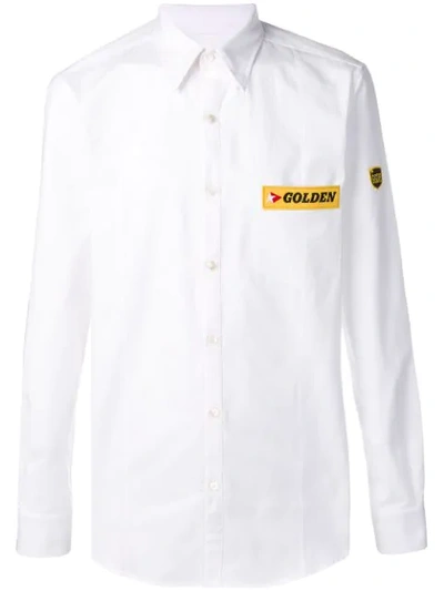 Golden Goose Logo Patch Shirt In White Patch