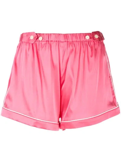 Morgan Lane Fiona Piped Silk-blend Charmeuse Pajama Shorts In Hot Pink