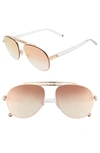 Dolce & Gabbana Mirrored Aviator Sunglasses W/ Logo Brow Bar In Gold/ Pink Gradient Mirror
