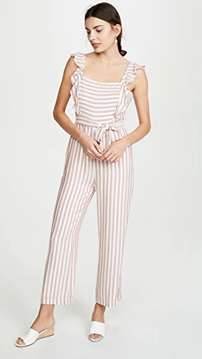 Paige Marino Sleeveless Striped Cropped Jumpsuit In Muted Clay