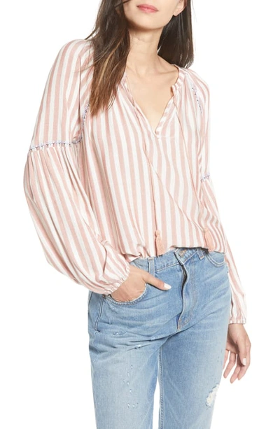 Paige Jovannie Striped V-neck Top In Muted Clay