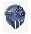 Loewe Patchwork Print Silk Scarf In Blue