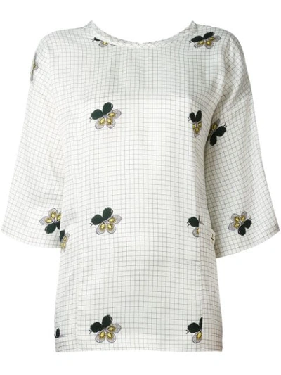 Victoria Beckham Printed Top With Pleats In White