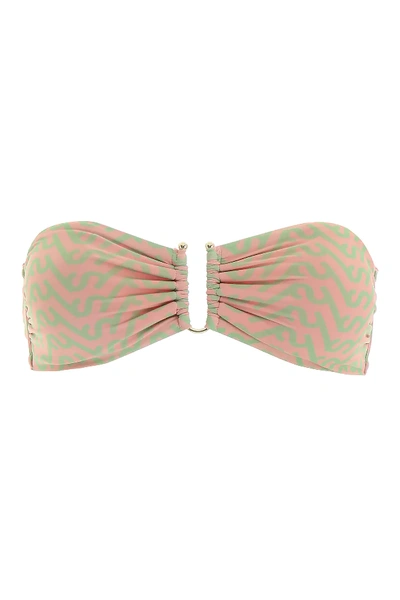 Self-portrait Monogram Bikini Top In Pink,green