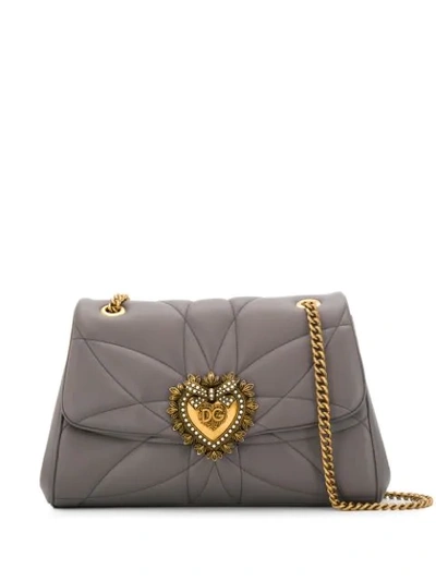 Dolce & Gabbana Heart Applique Shoulder Bag In Lead