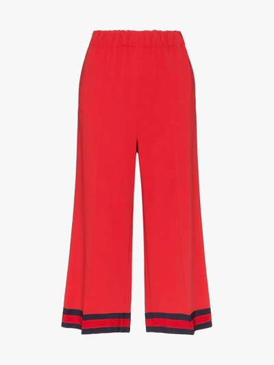 Gucci Ribbon Trim Culotte Trousers In Red