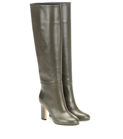 Victoria Beckham Leather Knee-high Boots In Green