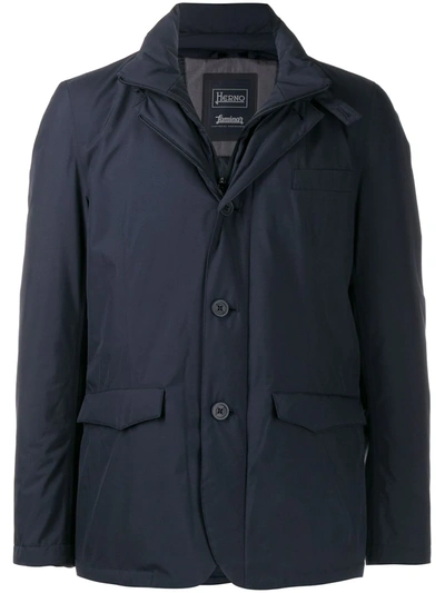 Herno Layered Down Jacket In Blue
