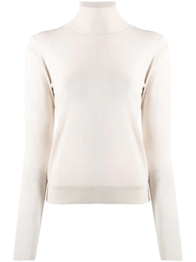 Roberto Collina Roll Neck Knitted Top In Neutrals