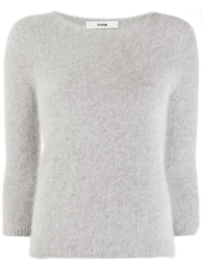 Roberto Collina Furry Knit Sweater In Grey