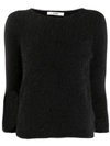 Roberto Collina Boat Neck Knitted Top In Black