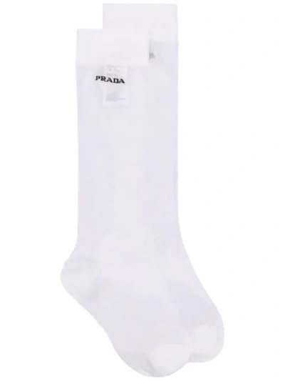 Prada Intarsia Logo Socks - Weiss In White