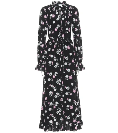 Les Rêveries Convertible Floral-print Silk Maxi Dress In Cosmos Black