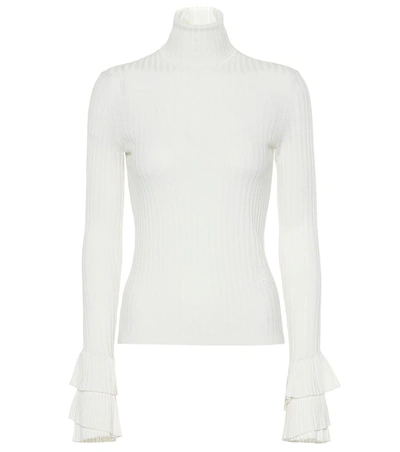 Chloé Ribbed Wool Turtleneck Sweater In White