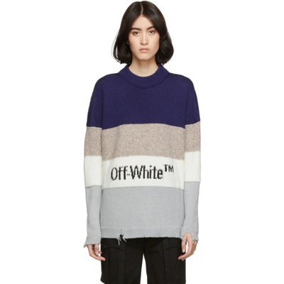 Off-white Wool And Cotton-blend Sweater In Blue/black