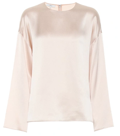 Vince Silk-satin Top In Beige