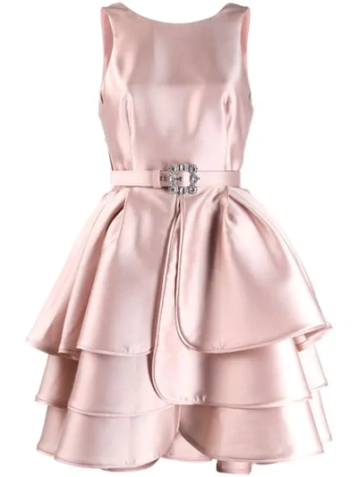 Alberta Ferretti Belted Ruffle Dress In 0168 Pink