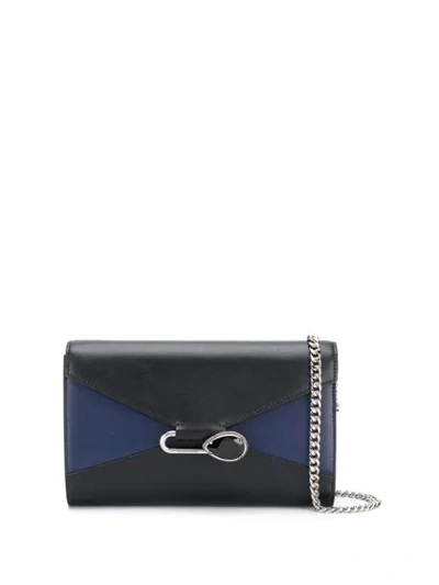 Alexander Mcqueen Mini Pin Two-tone Leather Shoulder Bag In Black