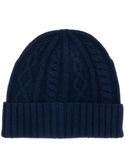 Brunello Cucinelli Men's Cabled Cashmere Knit Beanie Hat In C9080 Blu