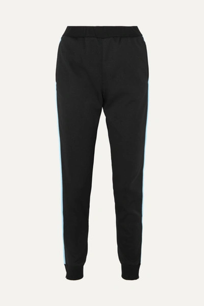 Prada Striped Cotton-blend Jersey Track Pants In Black
