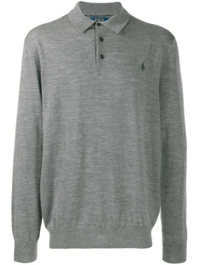 Polo Ralph Lauren Front Button Placket Jumper In Grey