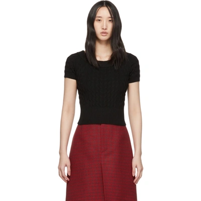 Alexander Mcqueen Cropped Knitted Top In 1000 Black