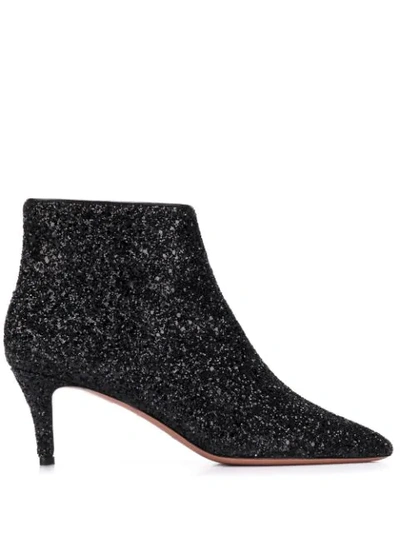 P.a.r.o.s.h All-over-glitter Ankle Boots In Black