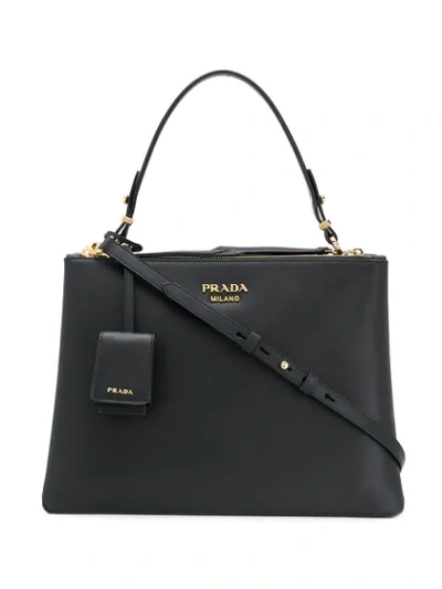 Prada Double Zip Tote In Black