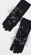 Eugenia Kim Slone Cashmere & Feather Gloves In Black